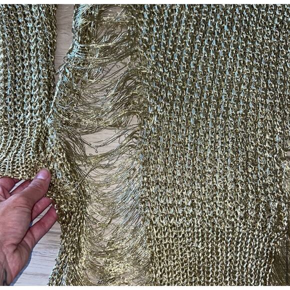 Sandro Distressed Gold Long Sleeve Shirt Dress - Picture 3 of 4